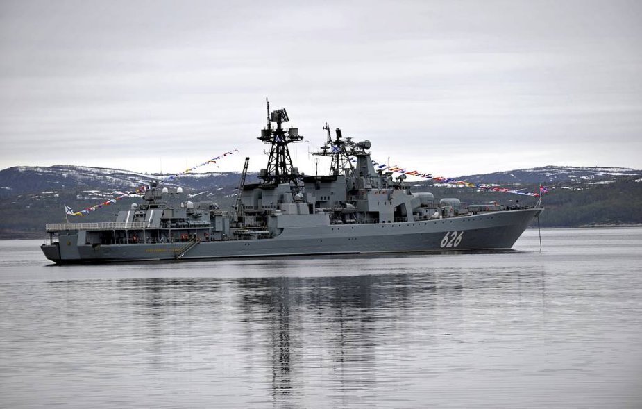 Rosyjski okręt wojenny projektu 1164 Marszałek Ustinow (krążownik rakietowy). / Zdjęcie: Tass, zdjęcie poglądowe