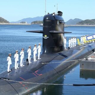 Oddanie do służby nowego okrętu podwodnego typu Scorpene Riachuelo w BSIM w Itaguaí, Rio de Janeiro. / Zdjęcie: Marinha Brasil/Naval Group.