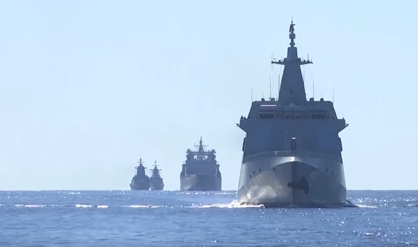 Chińskie i rosyjskie okręty na Pacyfiku. / Zdjęcie: /Rosyjskie Ministerstwo Obrony /Telegram