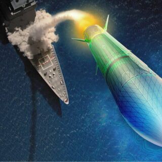 Artystyczna wizja pocisku przechwytującego rakietę hipersoniczną. / Zdjęcie: Raytheon