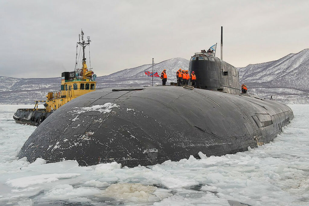 Atomowy okręt podwodny Tomsk w bazie w Wilczyńsku na Kamczatce. / Zdjęcie: Siergiej Konowałow