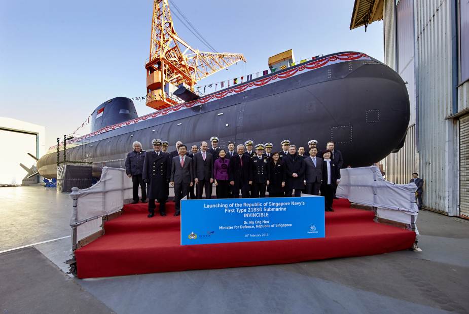 Pierwszy okręt podwodny typu 218SG typu Invincible dla marynarki wojennej Singapuru został zwodowany w lutym 2019 roku w stoczni ThyssenKrupp Marine Systems w Kilonii. / Zdjęcie: ThyssenKrupp