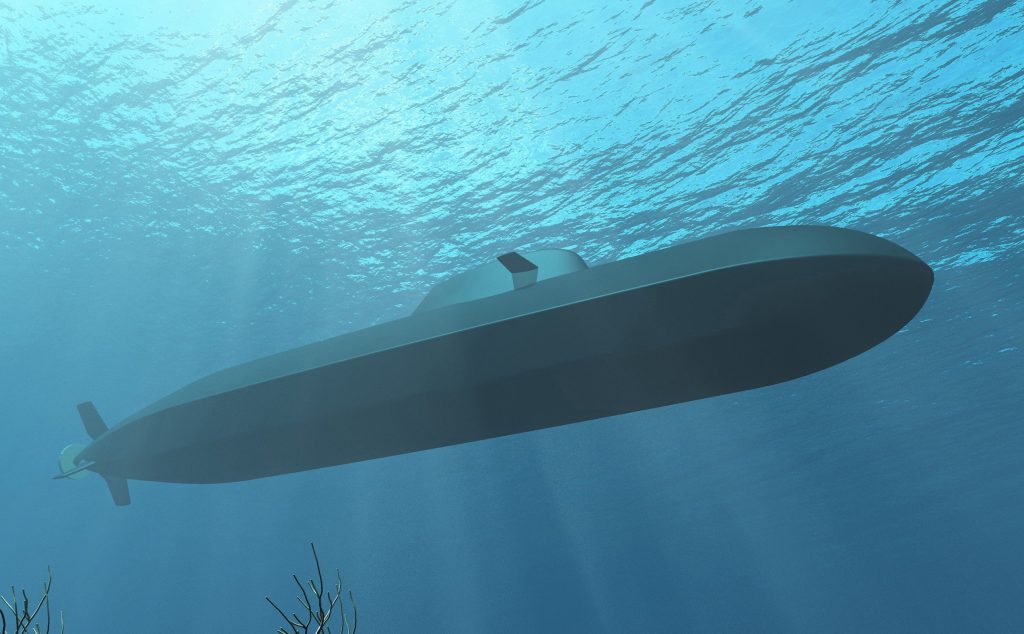 Artystyczna wizja przyszłego okrętu podwodnego typu 212CD. / Źródło: Hensoldt