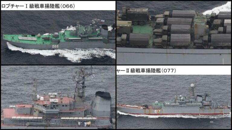 Rosyjskie okręty na Morzu Japońskim. Zdjęcie: ModJapan_jp /Twitter