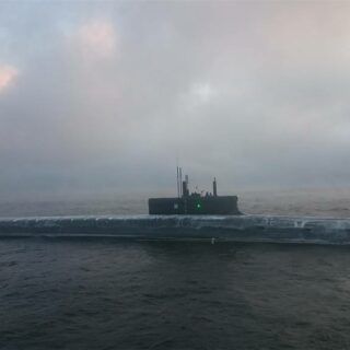 K-549 Prince Vladimir, pierwszy okręt podwodny projektu 955A z pociskami balistycznymi o napędzie jądrowym w rosyjskiej marynarce wojennej typu Borei-A, podczas prób morskich w kwietniu 2019 r. / Zdjęcie: forums.airbase.ru