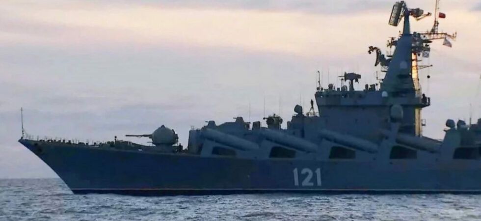 Rosyjski krążownik rakietowy Moskwa. / Zdjęcie: PRESS SERVICE OF THE BLACK SEA / SPUTNIK VIA AFP / AFP