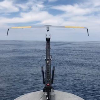Dron Skylark C startuje z bezzałogowego statku Mewa. / Zdjęcie: Elbit Systems