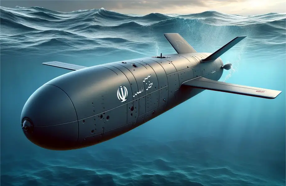 Artystyczna wizja irańskiego bezzałogowego pojazdu podwodnego. / Grafika: Marynarka Wojenna Iranu